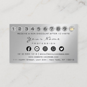 Loyalty Kaart 10 Punch Crown Silver QR Logo Foto Visitekaartje