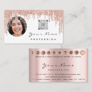 Loyalty Kaart 10 Punch Golden Crown Roos QR Foto Visitekaartje