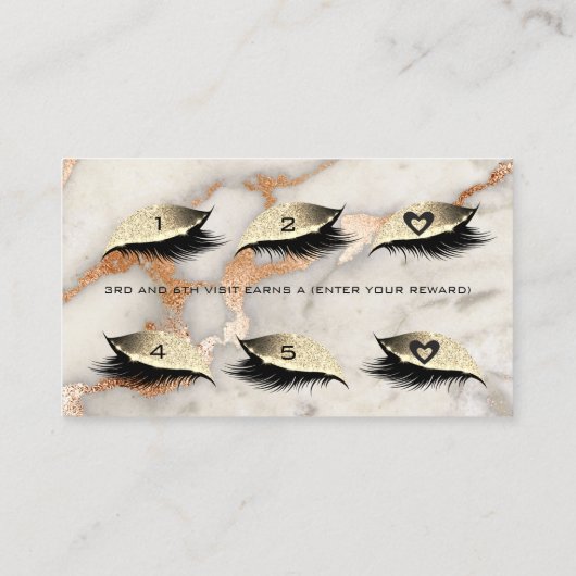 Loyalty Kaart 6 Beauty Salon Lash Marble Copper Lu (Achterkant)