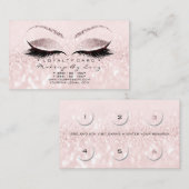 Loyalty Kaart 6 Beauty Salon Lashes Glitter Pink (Voorkant / Achterkant)