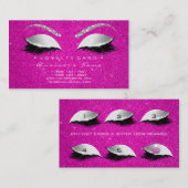 Loyalty Kaart 6 Lash Silver Hot Pink Crown Glitter (Voorkant / Achterkant)