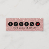 Loyalty Kaart | Modern Roos Gold Glitter 6 Punch (Voorkant)