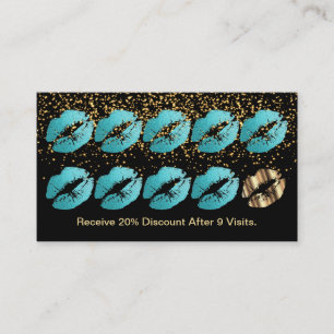 Loyalty Punch Card - Blauwgroen blauw glitter