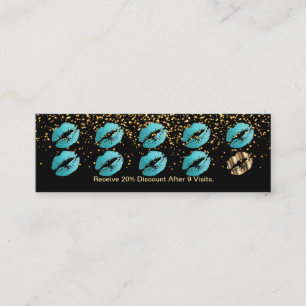 Loyalty Punch Card - Blauwgroen Glitter en Gold 3