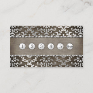 Loyalty Punch Card Coffee Chocolate Glimmer Damask Visitekaartje
