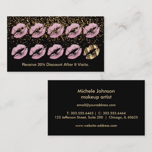 Loyalty Punch Card - Roze glazen oplips (Voorkant / Achterkant)