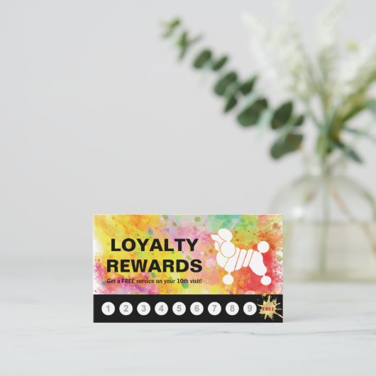 Loyalty Rewards Kaart Kleurrijke Poodle Grooming (Staand voorkant)