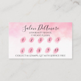 Loyalty/Stamp Card Girl met Braid Pink Waterverf Visitekaartje