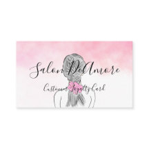 Loyalty/Stamp Card Girl met Braid Pink Waterverf 