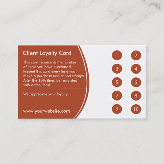 Loyalty Visitekaartje Punch Card (Voorkant)