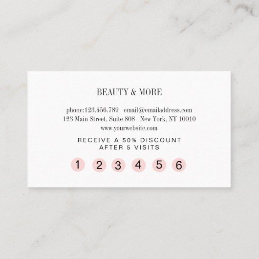 Loyauté 5 Carte de visite de Nails Lashes (Dos)