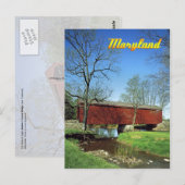 Loys Station Covered Bridge, Maryland Briefkaart (Voorkant / Achterkant)