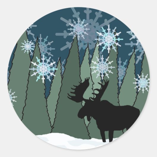 Lozen in het Snowy Forest Ronde Sticker (Voorkant)