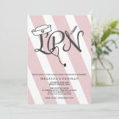 LPN-verpleegster afstuderen nodigt wazige roze gli Kaart (Staand voorkant)