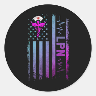 LPN-werkverpleegkundige VSA-vlag Ronde Sticker