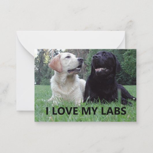 LR I Love My Labs with afbeelding Notitiekaartje (Voorkant)
