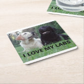 LR I Love My Labs with afbeelding Vierkante Kartonnen Onderzetter (Schuin)