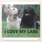LR I Love My Labs with afbeelding Vierkante Kartonnen Onderzetter (Voorkant)