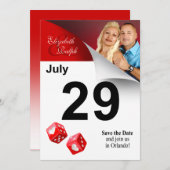 LR-kalenderpagina De datum als Las Vegas foto opsl Save The Date (Voorkant / Achterkant)