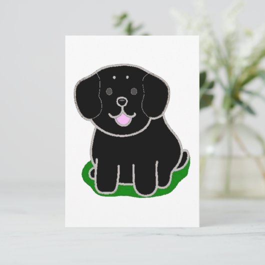 LR kawaii cartoon zwart lab Bedankkaart (Staand voorkant)