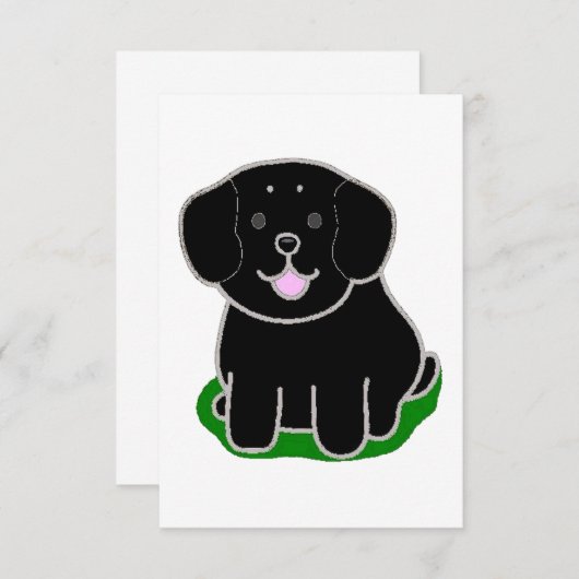 LR kawaii cartoon zwart lab Bedankkaart (Voorkant / Achterkant)