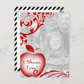 L'Shana Tova : carte photo de pomme à fleurs (Devant / Derrière)