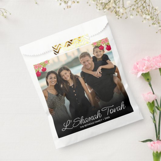 L'Shanah Tovah Script Photo Pomegranate Flower Bedankzakje (Gezegeld)