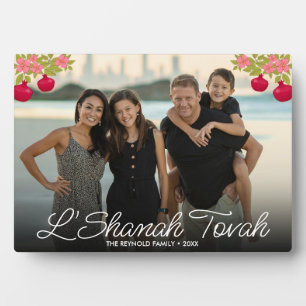 L'Shanah Tovah Script Photo Pomegranate Flower Fotoplaat