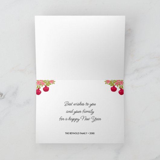 L'Shanah Tovah Script Photo Pomegranate Flower Kaart (Binnen)