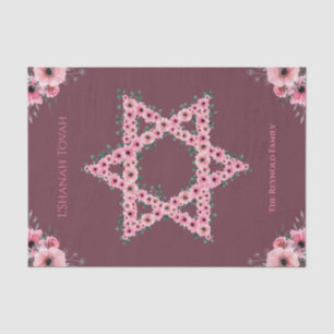 L'Shanah Tovah Star van David Pink Flower Tissuepapier