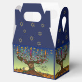 L'shanah Tovah Tree of life Menorah Favor Box Bedankdoosjes (Geopend)