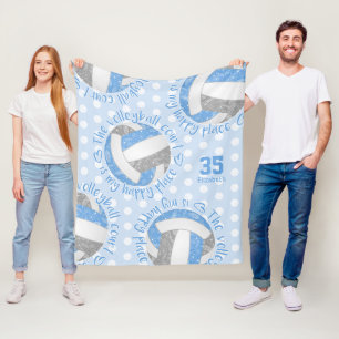 LT Blauw Grijs Boho Volleybal Court Happy Place Fleece Deken
