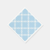 Lt Blauw Wit Groot Fancy Quatrefoil Patroon Servet (Hoek)