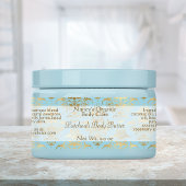 Lt blauwe en gouddampzeep en cosmetische etiketten