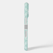 Lt Blauwgroen grijs wit Marokkaans Quatrefoil Mono Case-Mate iPhone Case (Achterkant / Rechts)