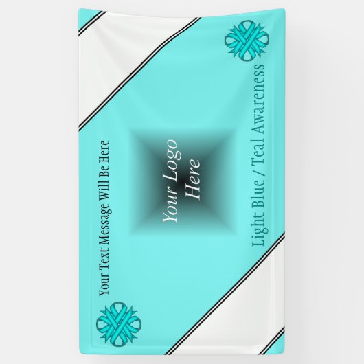 Lt Blue/Blauwgroen Clover Ribbon van Kenneth Yonci Spandoek (Verticaal)