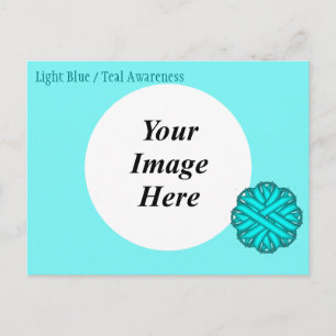 Lt Blue/Blauwgroen Flower Ribbon Sjabloon door K Y Briefkaart
