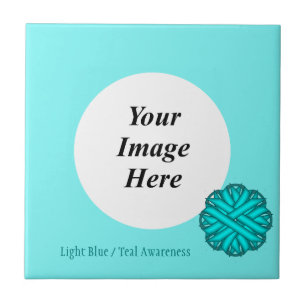 Lt Blue/Blauwgroen Flower Ribbon Sjabloon door K Y Tegeltje