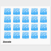 Lt Blue Zebra Print met aangepaste tekst Vierkante Sticker (Vel)
