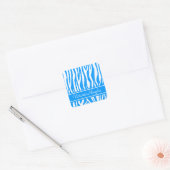 Lt Blue Zebra Print met aangepaste tekst Vierkante Sticker (Envelop)