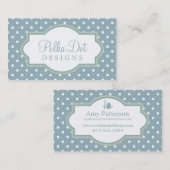 Lt cartes de visite de point de polka de vert bleu (Devant / Derrière)