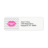 Lt Gray White Chevron, Roze lipstick Kiss