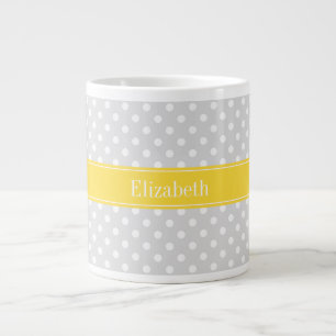 Lt Gray White Polka Dots Pineapple Name Monogram Extra Grote Mok