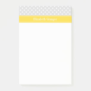 Lt Gray White Polka Dots Pineapple Name Monogram Post-it® Notes