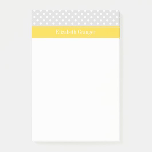 Lt Gray White Polka Dots Pineapple Name Monogram Post-it® Notes (Voorkant)