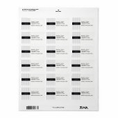 Lt Gray White Stripe Black Name Monogram Etiket (Full Sheet)