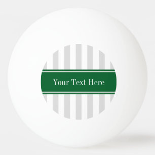 Lt Gray White Stripe Forest Green Name Monogram Pingpongballen