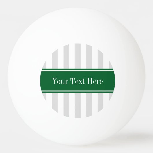 Lt Gray White Stripe Forest Green Name Monogram Pingpongballen (Voorkant)