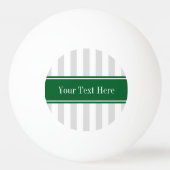 Lt Gray White Stripe Forest Green Name Monogram Pingpongballen (Achterkant)