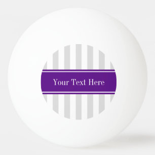 Lt Gray White Stripe Paars Name Monogram Pingpongballen